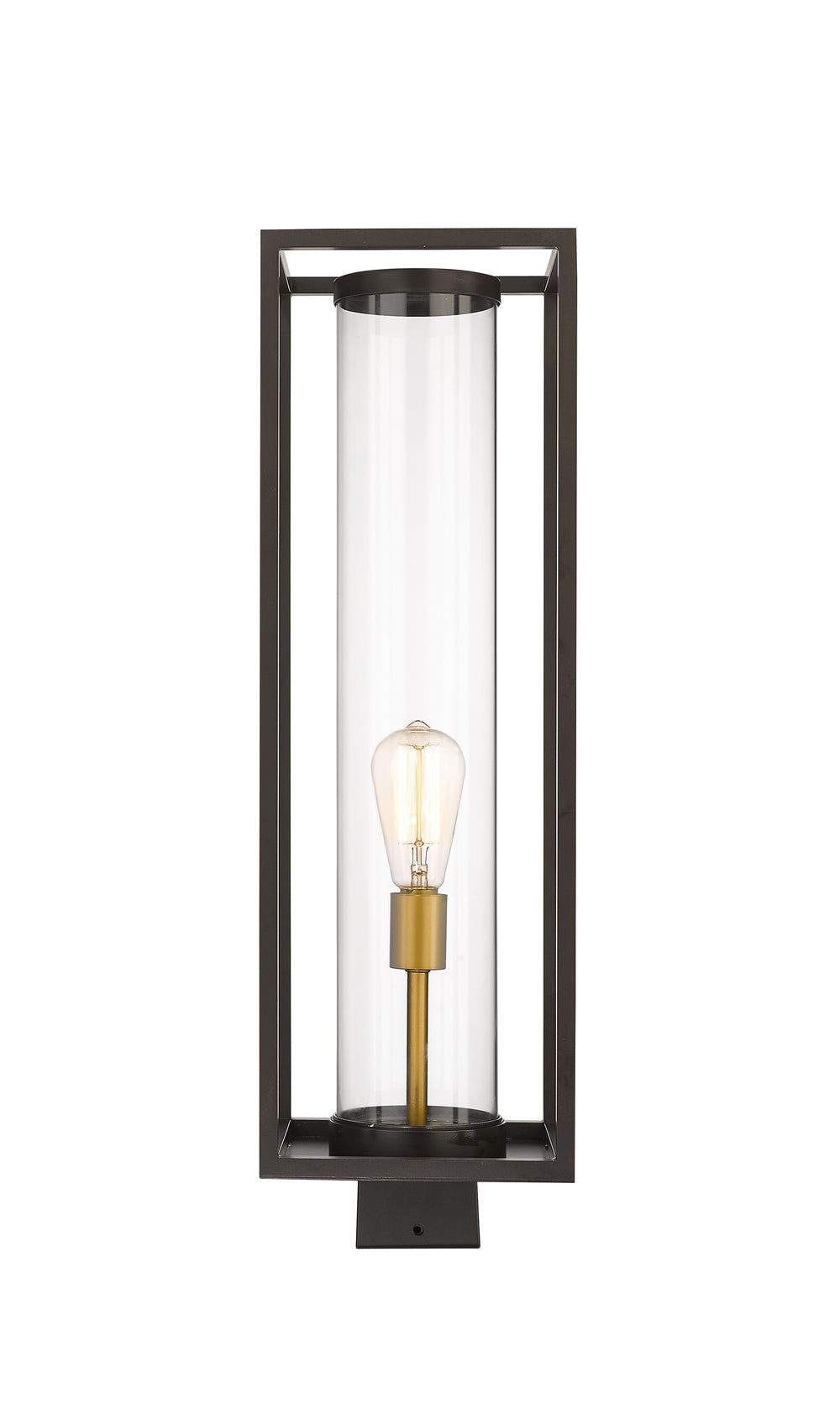 Dunbroch 1 Light Outdoor Post Mount Fixture in Deep Bronze + Outdoor Brass Finish