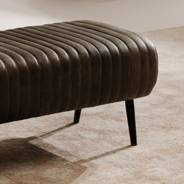 Moe's Endora Bench in Charred Olive Leather