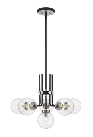 Parsons 6 Light Chandelier in Matte Black + Brushed Nickel Finish