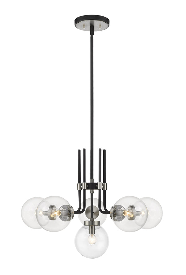 Parsons 6 Light Chandelier in Matte Black + Brushed Nickel Finish
