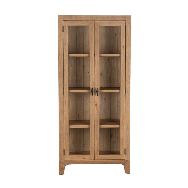 Crest Solid Wood Tall Cabinet with Glass Doors