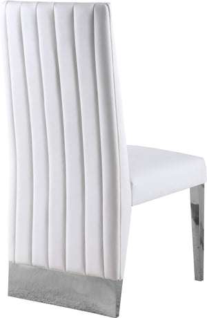 Stanley Dining Chair In White Faux Leather and Chrome