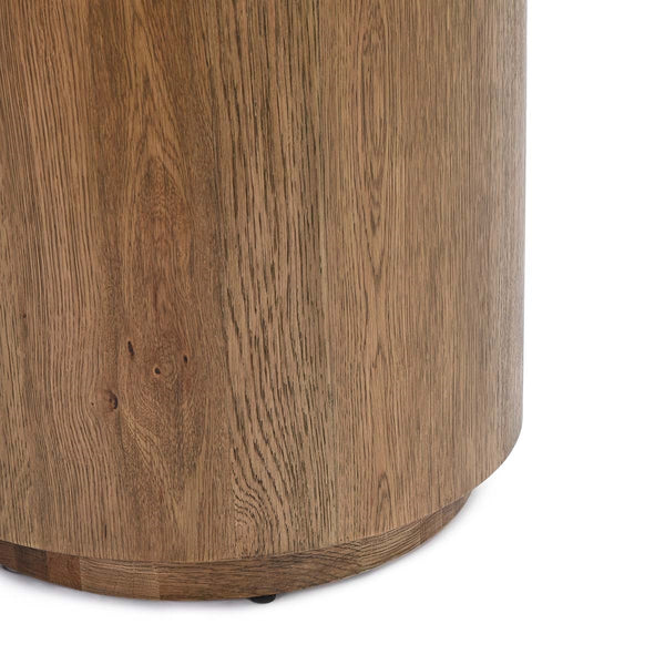Layne Solid Wood Round End Table with Plinth Base