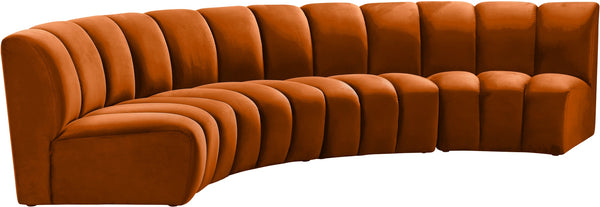 Lynda 4pc. Modular Sectional In Cognac Velvet