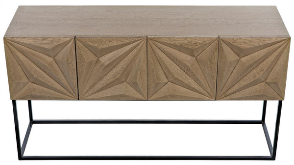 Zurich Bleached Walnut Console with Industrial Steel Frame