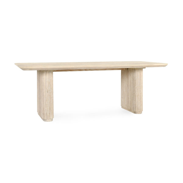 Vander Solid Wood Rectangle Dining Table, Cream Washed