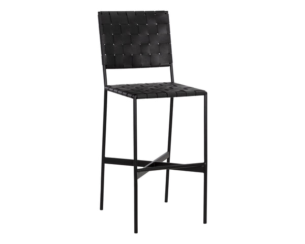 OMARI BARSTOOL - BLACK LEATHER