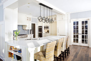 Vertical 5 Light Island/Billiard in Matte Black + Brushed Nickel Finish