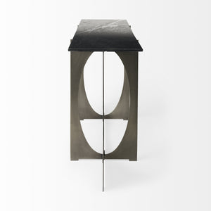 Reinhold IV Black Marble Top Iron Console Table