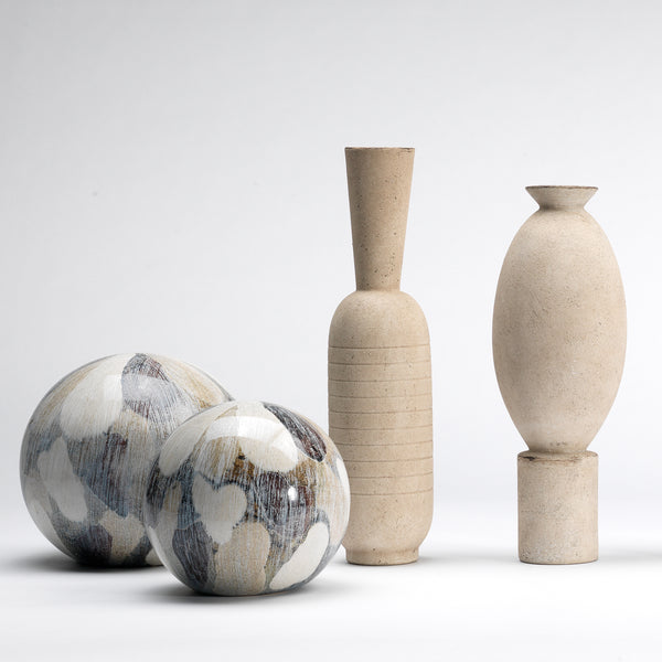 Elavated Ceramic Decorative Vase, Off White