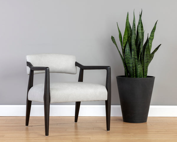 KEAGAN LOUNGE CHAIR - SALOON LIGHT GREY LEATHER