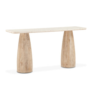 Palm Springs Oval Console White Marble, Mod Base