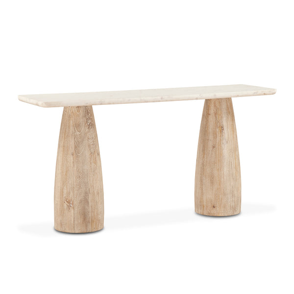 Palm Springs Oval Console White Marble, Mod Base
