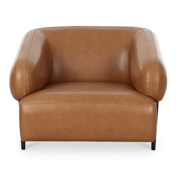 Devlin Lounge Chair in Tan Leather with Ash Legs