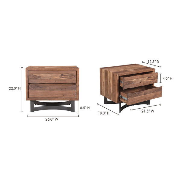 Moe's Bent Collection Nightstand - Solid Acacia