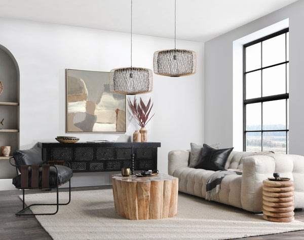 Norwest Solid Wood Coffee Table with Teak & Petrified Wood