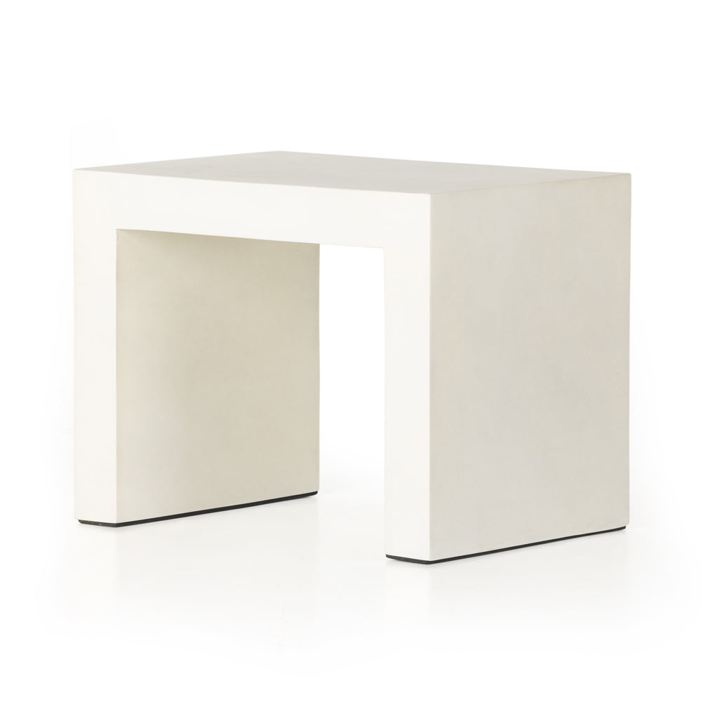 Parish Outdoor End Table In White Concrete