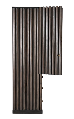 Amunet Mahogany Hutch in Pale Finish with Light Brown Trim and Brass Pulls