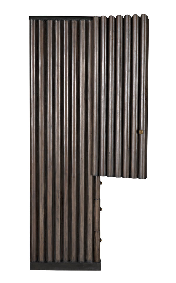 Amunet Mahogany Hutch in Pale Finish with Light Brown Trim and Brass Pulls