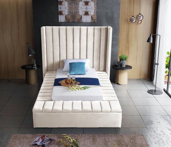 Joanne Twin Bed In Cream Velvet
