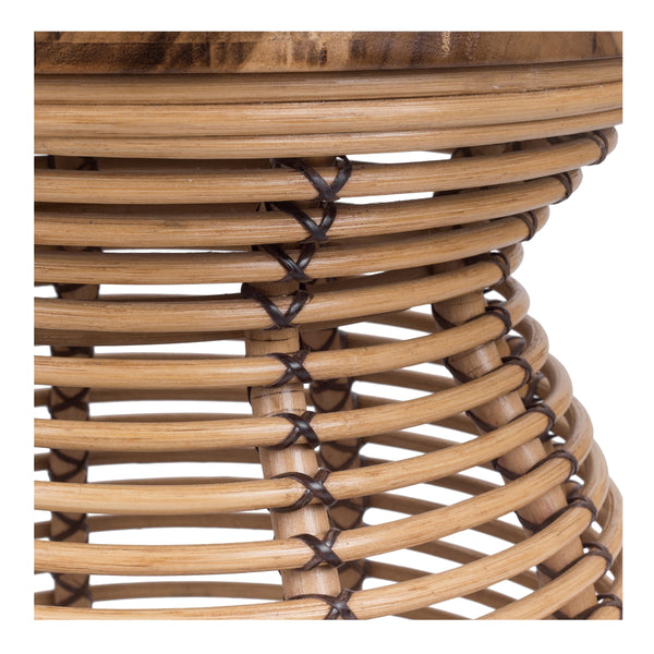 Quito Rattan Side/ End Table w/ Wood Top, Honey
