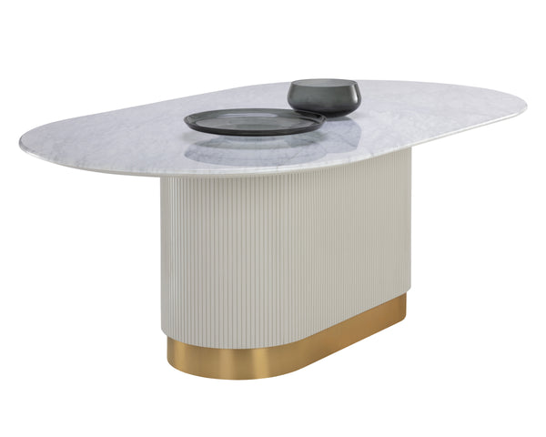 PALOMA DINING TABLE - OVAL - WHITE MARBLE - 84"