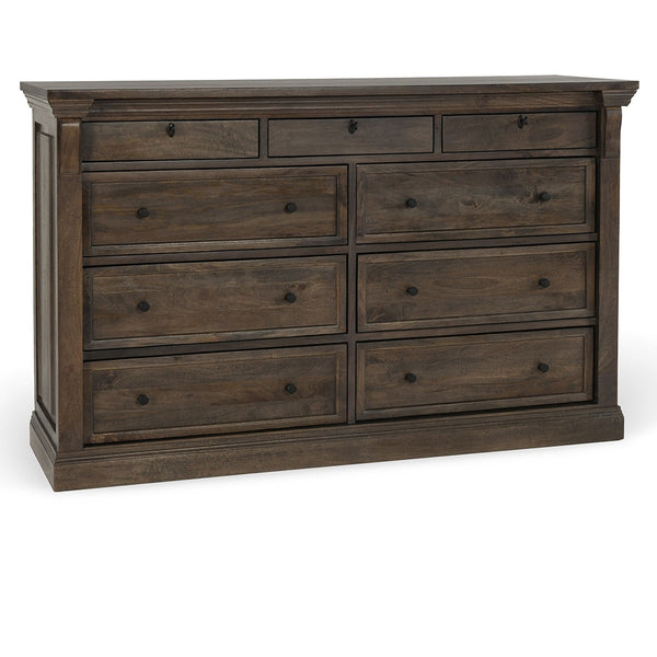 Adelaide Solid Wood 9-Drawer Dresser in Cocoa Brown