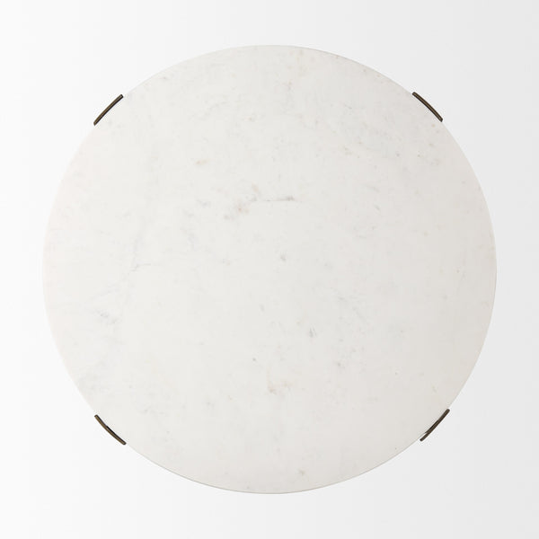 Atticus Marble and Antiqued Gold Metal Coffee Table
