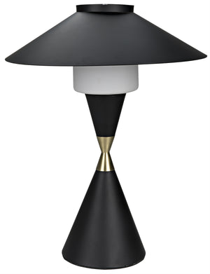 Lucia Table Lamp, Black Steel with Mb Detail