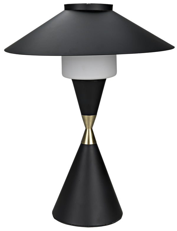 Lucia Table Lamp, Black Steel with Mb Detail