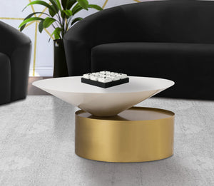 Abel Coffee Table In White and Brushed Brass