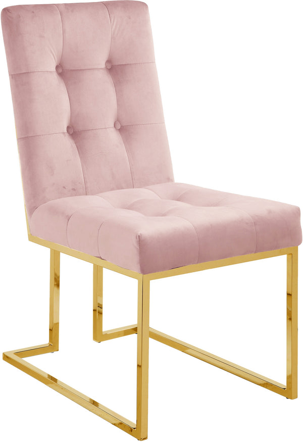 Benny Dining Chair In Pink Velvet