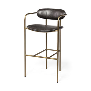 Parker Brown Faux Leather Seat Gold Metal Bar Stool