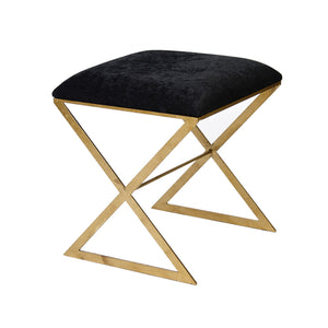 "X" STOOL, GOLD W BLK VELVET