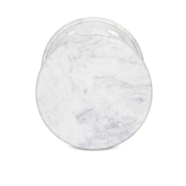 Cyprus End Table - Veined White Marble Solid