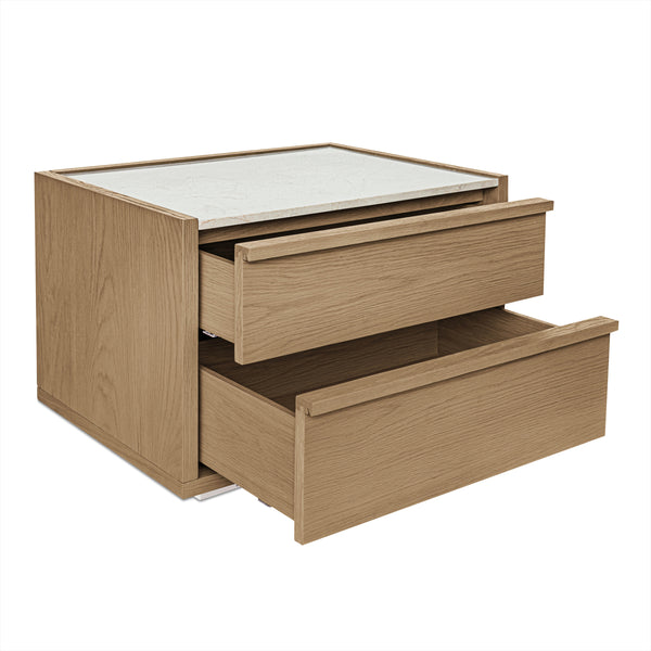 Ashcroft Nightstand Oak with Rosa Marble Top