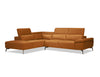 CAMELLO Leather Sectional in CAMEL leather/blk PC legs w/full