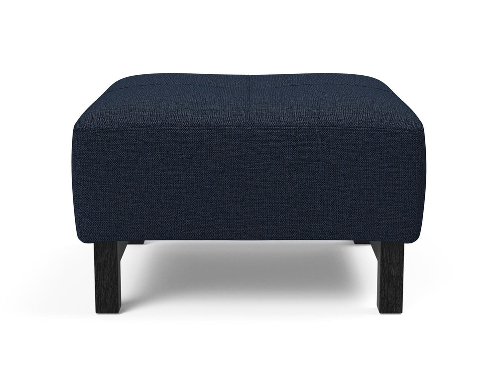DELUXE EXCESS OTTOMAN in MIXED DANCE BLUE FABRIC WITH Dark Wood LEGS 528