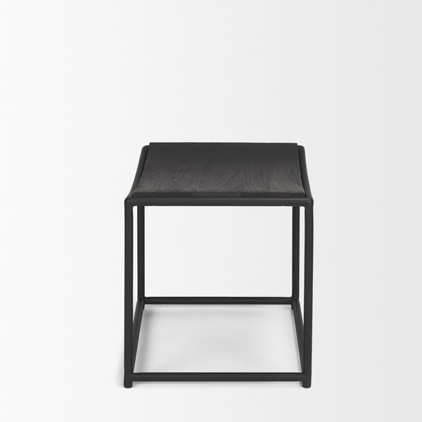 Taniel Textured Black Wood w/ Black Metal Stool