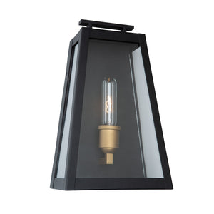 Charlestown Large Outdoor 1 Light Wall Light in Black, Vintage Gold