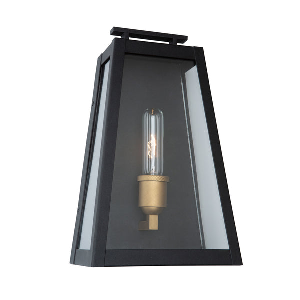 Charlestown Large Outdoor 1 Light Wall Light in Black, Vintage Gold