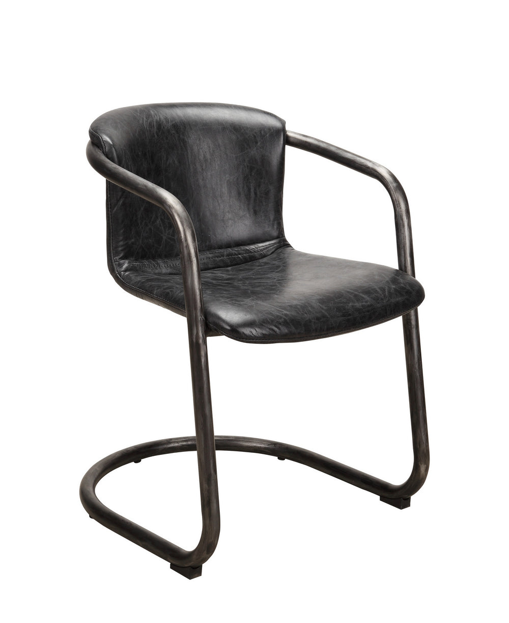 Moe's Freeman Dining Chair Set in Onyx Black Leather