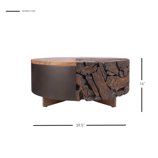 Brizo Reclaimed Teak Coffee Table, Natural/Nightfall Black