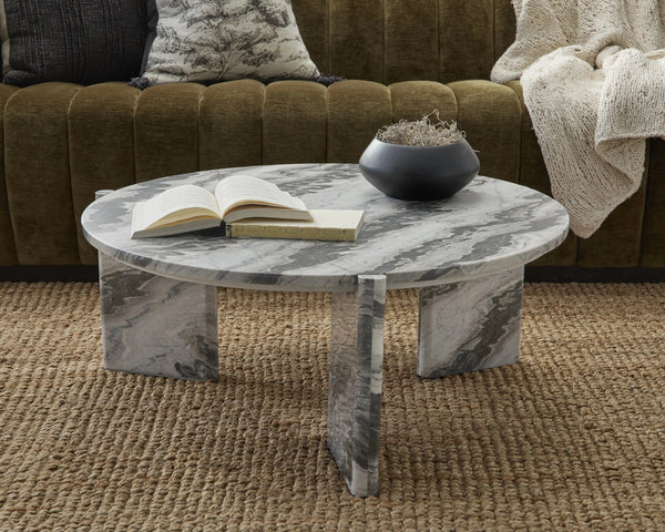 Classic Home Zora Marble Coffee Table - Charcoal Gray