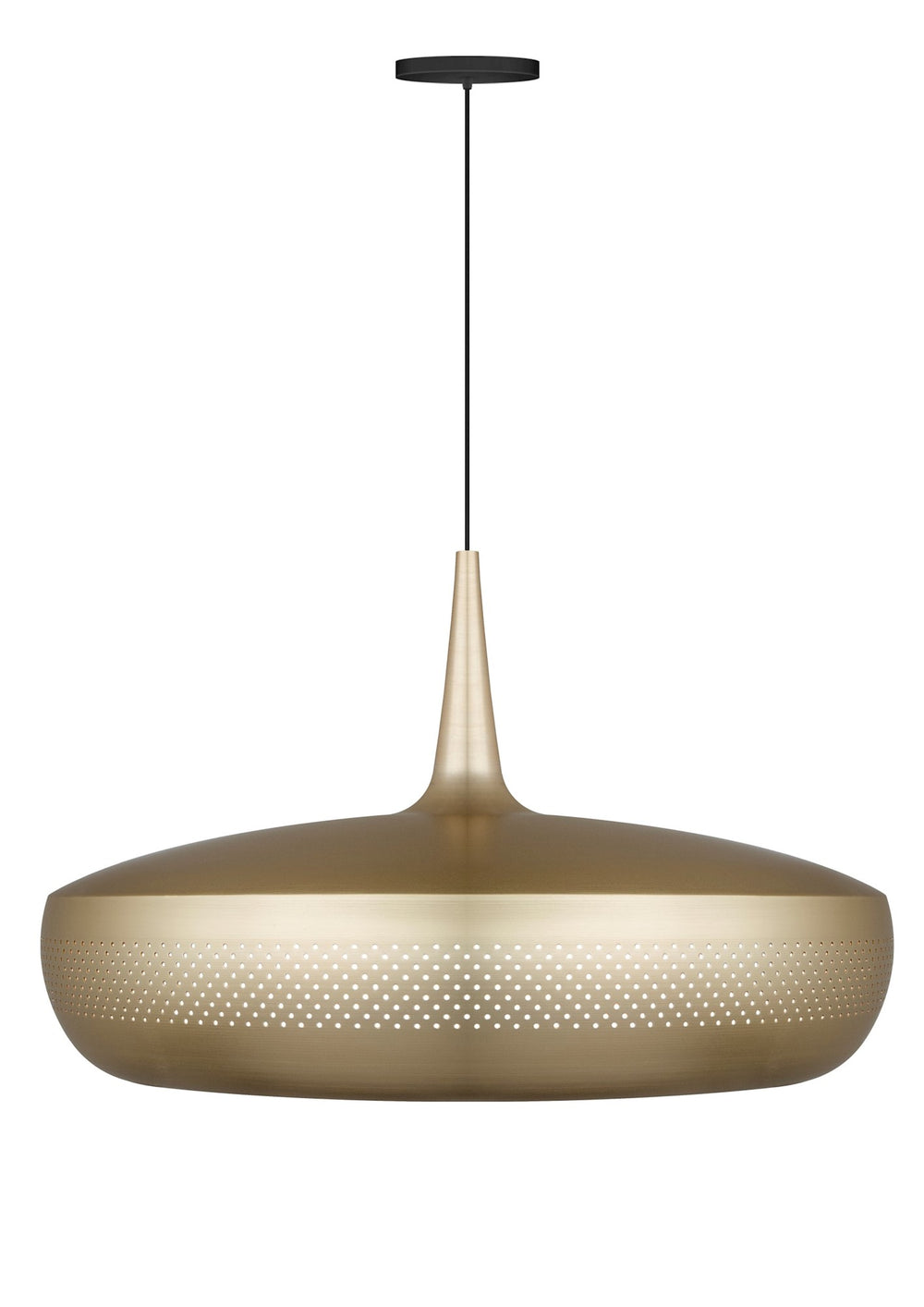Clava Dine Hardwired Pendant in Brass with Black Cord