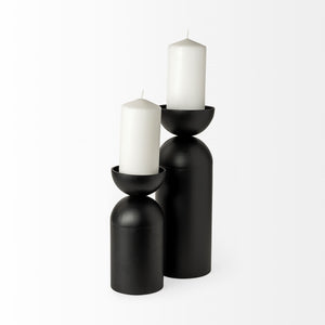 Alex Large Black Metal Cylindrical  Table Candle Holder