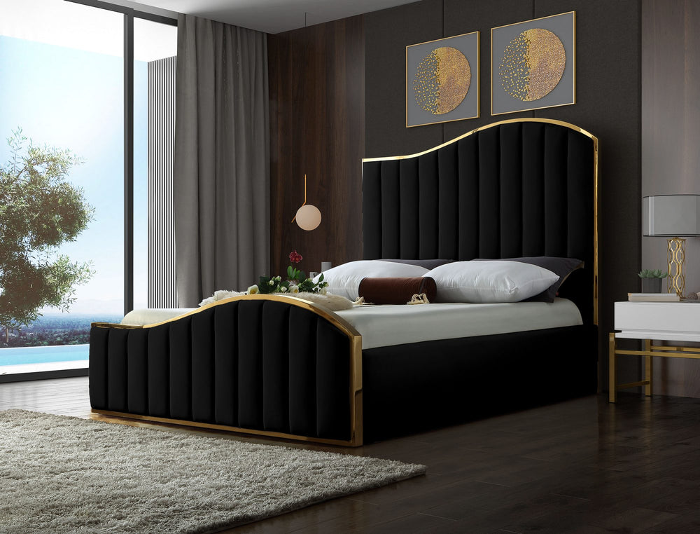 Ethel King Bed In Black Velvet