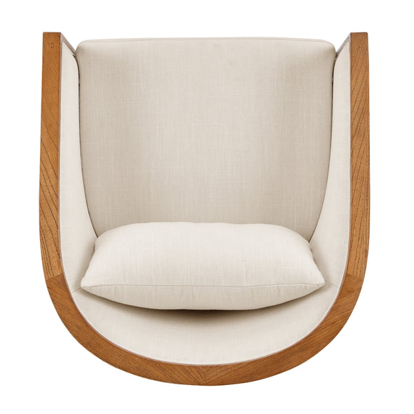 Tillman Faux Leather/Linen Accent Arm Chair, Casa Caramel/Shortbread