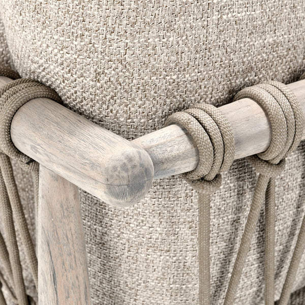 Classic Home Leo Outdoor Sofa in Taupe, Teak/Olefin