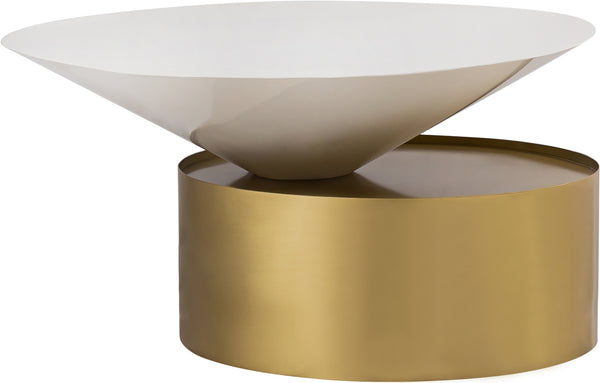 Abel Coffee Table In White and Brushed Brass